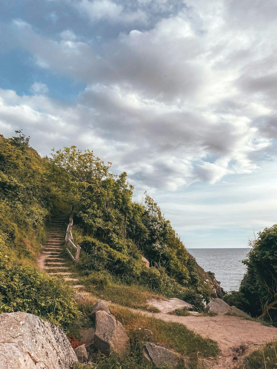 Rocky coastline of Bornholm island Denmark with cliffs